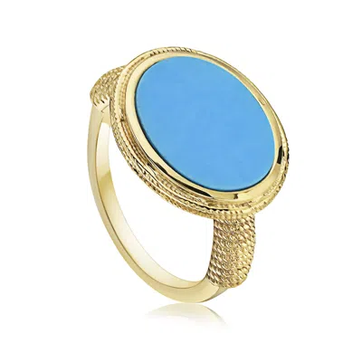 Preeti Sandhu Women's Gold / Blue Ara Woven Ring In 14k Gold And Turquoise In Multi