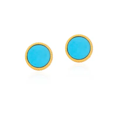 Preeti Sandhu Women's Gold / Blue Ara Woven Studs - Turquoise In Multi