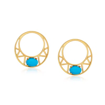 Preeti Sandhu Women's Gold / Blue Celestia Hoop - Turquoise In Multi