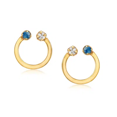 Preeti Sandhu Women's Gold / Blue Diamond & Tanzanite Flat Hoop In Multi