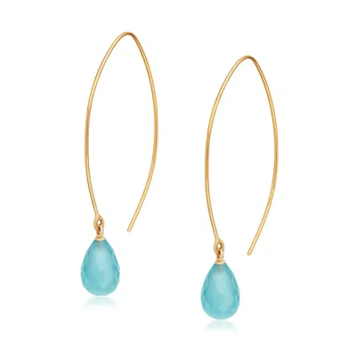 Preeti Sandhu Women's Gold / Blue Jewel Drop Hoops - Sea Blue In Multi