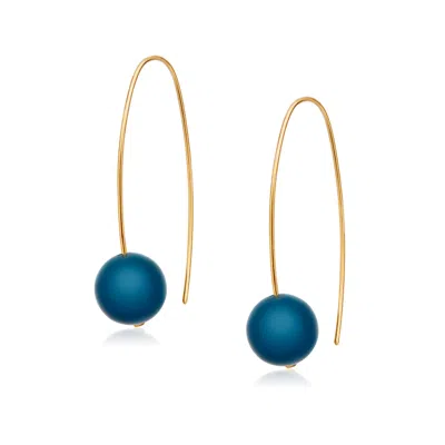 Preeti Sandhu Women's Gold / Blue Jewel Globe Hoops - Azure In Multi