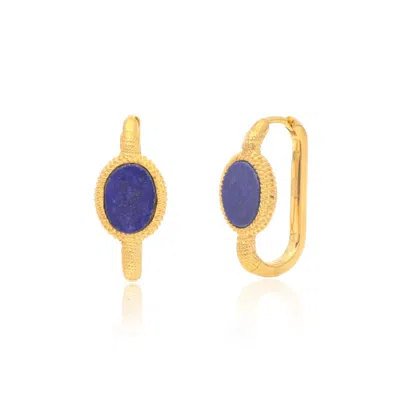 Preeti Sandhu Women's Gold / Blue Kora Gold Link Hoops - Lapis In Multi