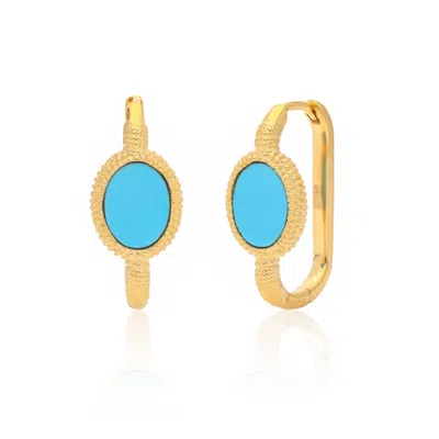 Preeti Sandhu Women's Gold / Blue Kora Gold Link Hoops - Turquoise In Multi