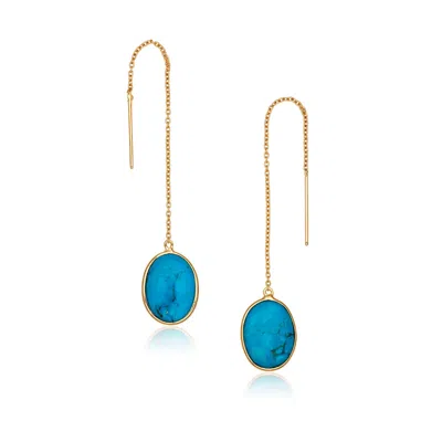 Preeti Sandhu Women's Gold / Blue Natural Turquoise Threader Earrings In Multi