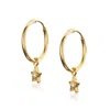 Preeti Sandhu Women's Gold Delicate Hoops With Star Charm - White Quartz In Gold