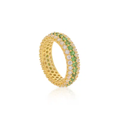Preeti Sandhu Women's Gold / Green 14k Gold Plated, Green Dome Ring - Tsavorite In Multi