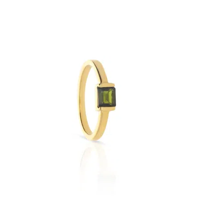 Preeti Sandhu Women's Gold / Green 14k Gold Plated Stone Ring - Green Tourmaline In Multi