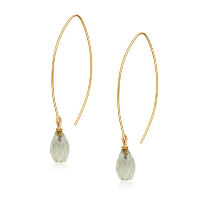 Preeti Sandhu Women's Gold / Green Jewel Drop Hoops - Green Amethyst In Multi