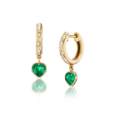 Preeti Sandhu Women's Gold / Green Rangoli 14k Gold Emerald And Diamond Hoops In Multi