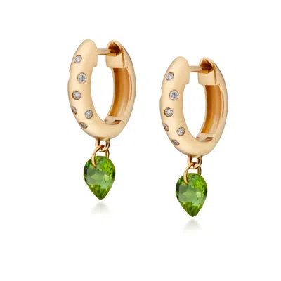 Preeti Sandhu Women's Gold / Green Rangoli Green Tourmaline Hoops In Multi