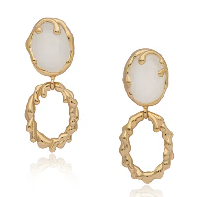 Preeti Sandhu Women's Gold / Neutrals Molten Flame Moonstone Earrings