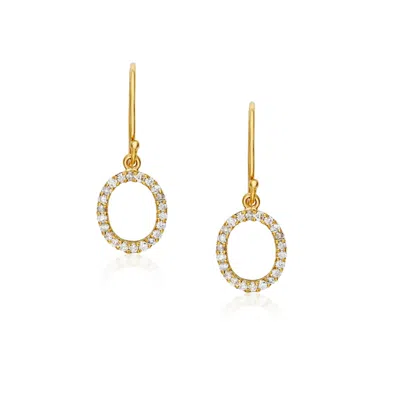Preeti Sandhu Women's Gold Oval Drop Earrings - Pave Set