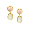 Preeti Sandhu Mosaic Earrings - Rose Quartz & Moonstone In Mosaic