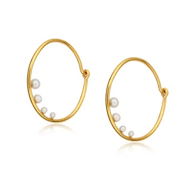Preeti Sandhu Women's Gold / White Delicate Pearl Hoops In Multi