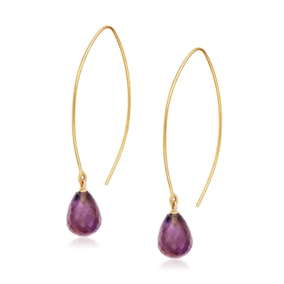 Preeti Sandhu Women's Gold / Yellow Jewel Drop Hoops - Amethyst