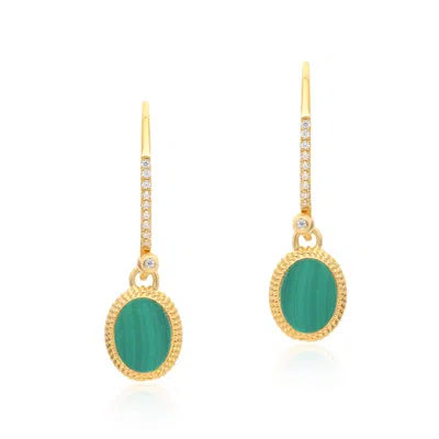 Preeti Sandhu Women's Green / Gold Ara Woven Malachite Drop Earrings
