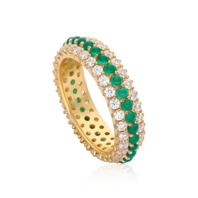 Preeti Sandhu Women's Green / Gold Summer Sparkle Dome Ring - Green Onyx