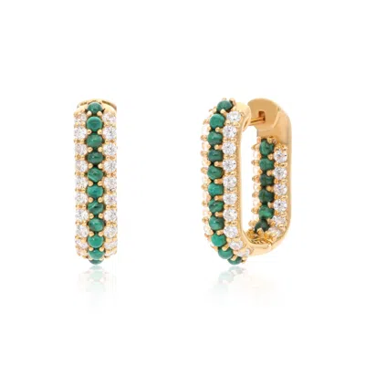 Preeti Sandhu Women's Green / White / Gold Summer Sparkle U-shaped Vermeil Hoops