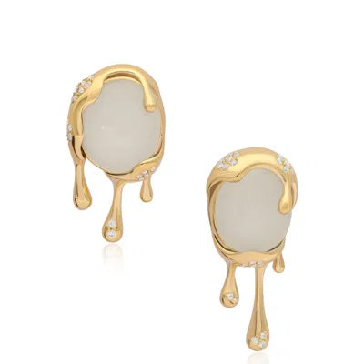 Preeti Sandhu Women's Neutrals / White / Gold Selena Moonstone Organic Earrings