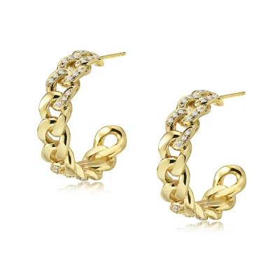 Preeti Sandhu Women's Nicole Gold Curb-chain Hoops With White Sapphires
