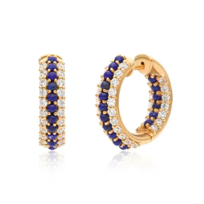 Preeti Sandhu Women's White / Blue / Gold Summer Sparkle Hoops - Lapis In Multi