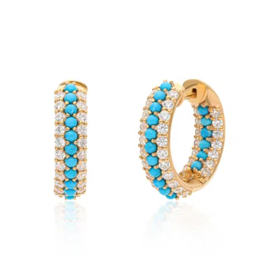 Preeti Sandhu Women's White / Blue / Gold Summer Sparkle Hoops - Turquoise