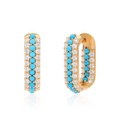Preeti Sandhu Women's White / Blue / Gold Summer Sparkle U-shaped Turquoise Vermeil Hoops