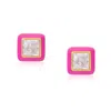 Preeti Sandhu Women's White / Pink / Gold Enamel Studs - Fuchsia In Pink