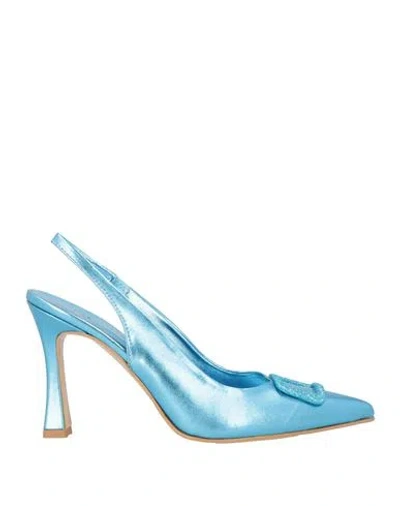 Pregunta Woman Pumps Azure Size 8 Textile Fibers In Blue