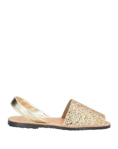 Pregunta Woman Sandals Gold Size 8 Leather, Textile Fibers