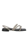 Pregunta Woman Sandals Grey Size 7 Textile Fibers In Grey