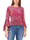 Prelude Womens Butterfly Sleeves Crewneck Blouse In Multi