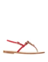 Preludio Capri Woman Thong Sandal Red Size 7 Leather In Red