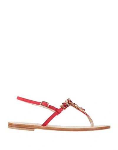 Preludio Capri Woman Thong Sandal Red Size 7 Leather