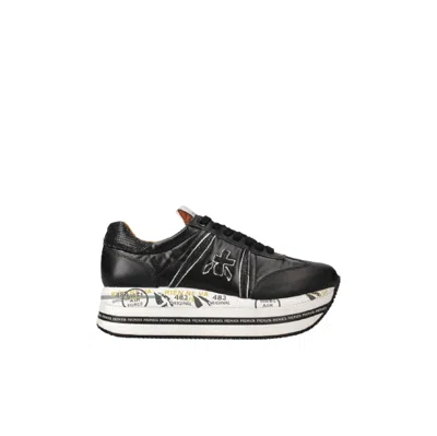 Premiata Low Top Sneakers With Contrast Platform Sole In Black
