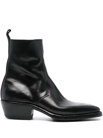 PREMIATA SOLDATINO SIDE ZIP TEXAN BOOTS,31170S BLACK