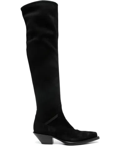 Premiata 50mm Suede Knee-high Boots In Black