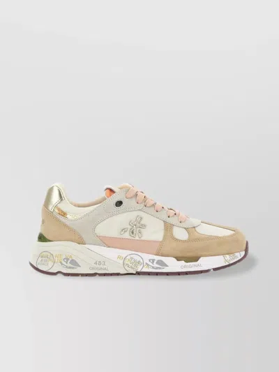 Premiata 7397 Leather And Nylon Sneakers In Neutral