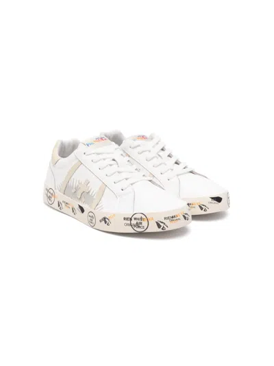 Premiata Kids' Andy Leather Sneakers In White