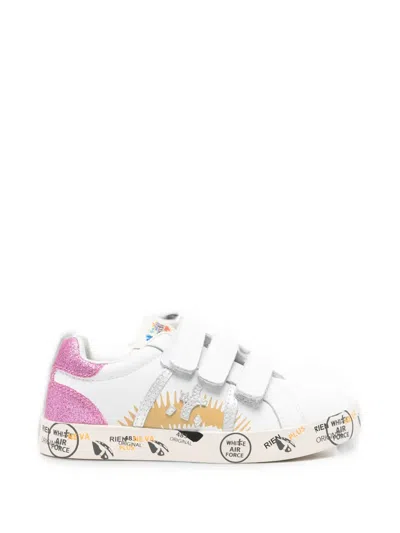 Premiata Kids' Andy Touch-strap Sneakers In White
