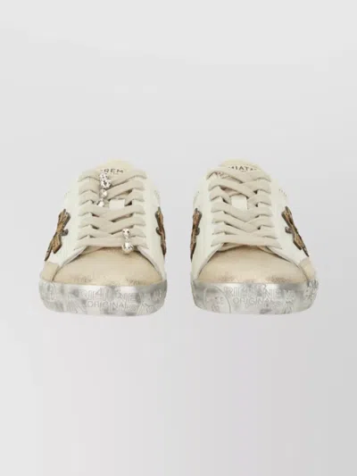 Premiata Animal Print Low-top Sneakers Embellished Accents In Neutral