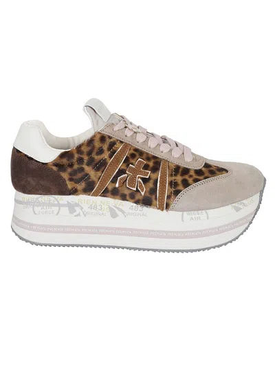 PREMIATA ANIMAL PRINT PONYSKIN SNEAKERS WITH ICONIC EMBOSSED LOGO
