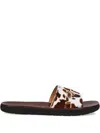 Premiata Animal-print Slides In Brown