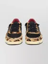 Premiata Leopard Print Low-top Sneakers With Black Suede Overlays In Black