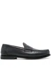 Premiata Round Toe Loafers Textured Finish In Blue