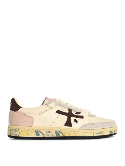 Premiata Basket Clad Leather Blend Sneakers In Multi