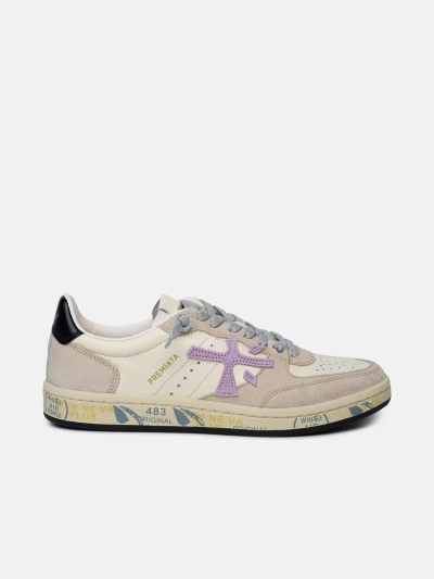 Premiata 'basket Clayd' Beige Leather Sneakers