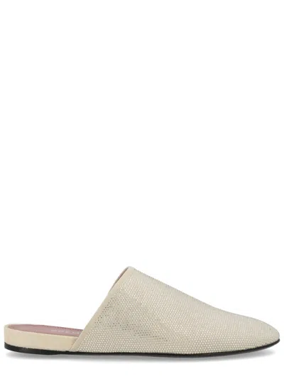 Premiata Leather Slipper With Rhinestones In White