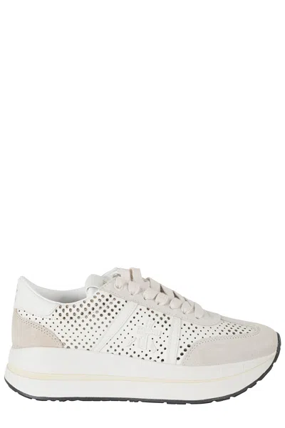 Premiata Beige Bethcoin 8171 White-logo Leather Sneakers